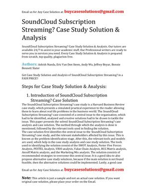 Sound Cloud Subscription Streaming? Case Study Solution Analysis