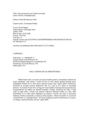 Cinci Prozatori In Cinci Feluri De Lectu