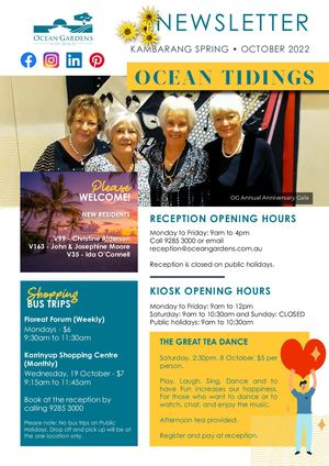 Ocean Gardens Retirement Village Newsletter October 2022