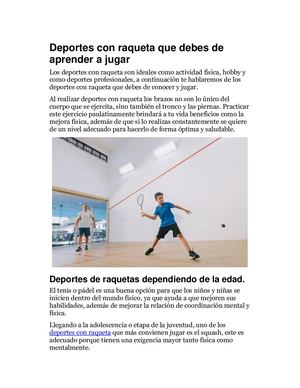 Deportes Con Raqueta Que Debes De Aprender A Jugar