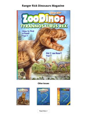 Ranger Rick Dinosaurs Magazine