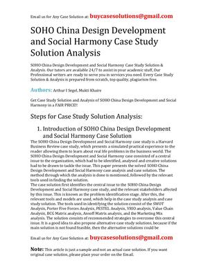 SOHO China Design Development And Social Harmony Case Study Solution Analysis