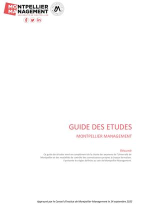 Guide des Études de Montpellier Management 2022-2023