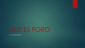 Que Es Foro