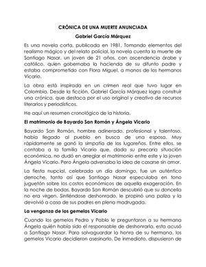 Ensayo Crónica De Una Muerte Anunciada