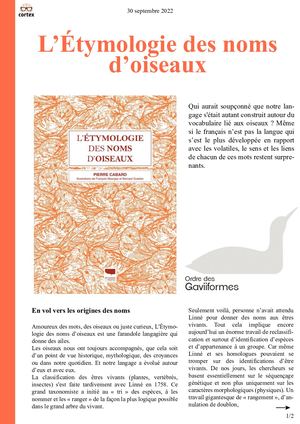 L’Étymologie des noms d’oiseaux