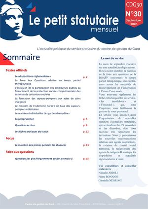 Le Petit Statutaire Septembre 2022