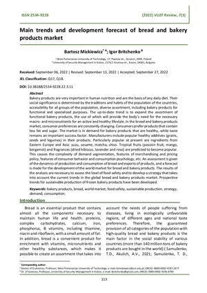 Mickiewicz, B., & Britchenko , I. (2022). Main trends and development forecast of bread and bakery products market. VUZF Review, 7(3), 113-123. https://doi.org/10.38188/2534-9228.22.3.11