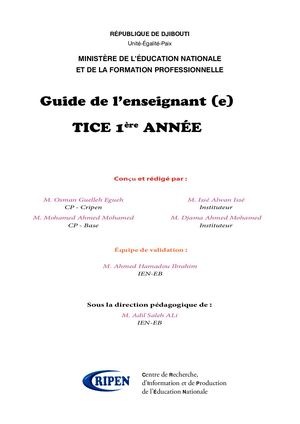 Guide TICE 1ère Année