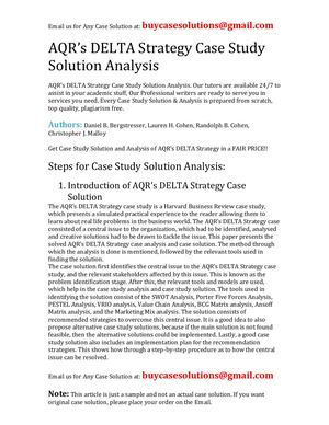 AQR's DELTA Strategy Case Study Solution Analysis