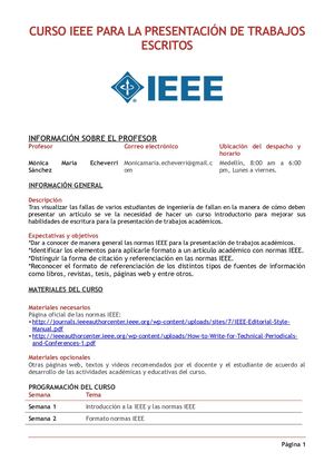 Curso Ieee Para La Presentación De Trabajos Escritos