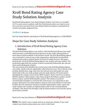 Calaméo - Kroll Bond Rating Agency Case Study Solution Analysis