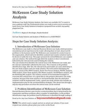 McKesson Case Study Solution Analysis