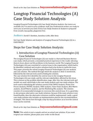 Longtop Financial Technologies (A) Case Study Solution Analysis