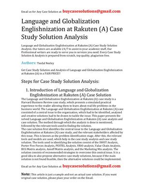 Language And Globalization Englishnization At Rakuten (A) Case Study Solution Analysis
