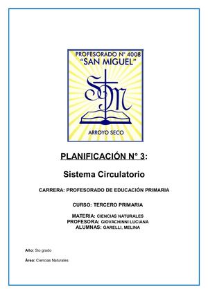 Planificacion Iii Sistema Circulatorio