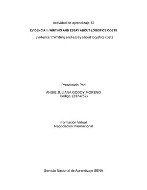 AP12EV01: Writing and essay about logistics costs