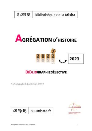 Bibliographie Agrégation Histoire 2022 2023