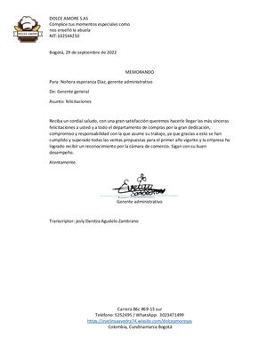 Felicitacion De Memorando