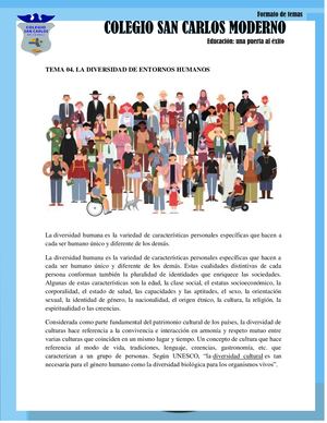 Tema 04. La Diversidad De Entornos Humanos