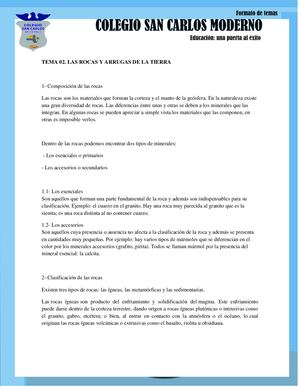 TEMA 02. LAS ROCAS Y ARRUGAS DE LA TIERRA