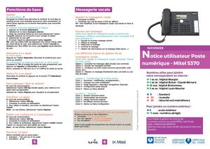2022 Vf Dépliant Utiliser Téléphone Mitel 5370