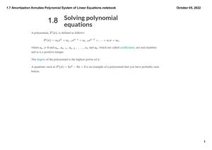 1 8 Polynomials And System Of Linear Equations