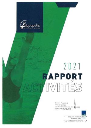 Compte Rendu D'activités 2021 de L'Aquapolis Centre Aquatique de Limoges Métropole