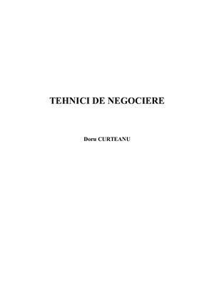 Curteanu, Doru Tehnici De Negociere