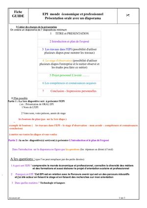 Fiche Guide création du diaporama Epi monde ECO ET PRO