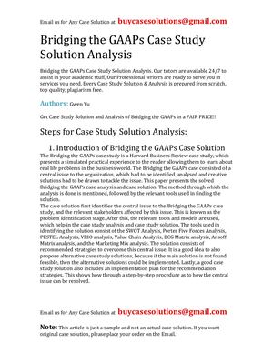Bridging The GAAPs Case Study Solution Analysis