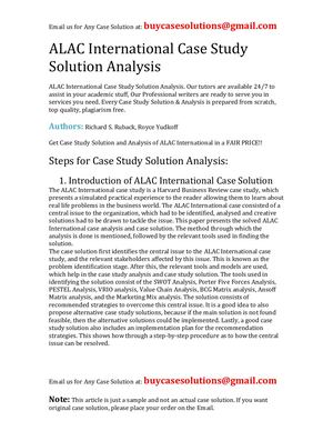 ALAC International Case Study Solution Analysis