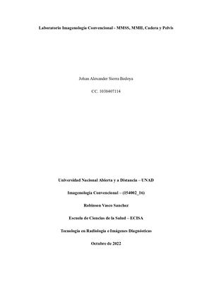 Johan Alexander Sierra Bedoya Imagenología Convencional Laboratorio