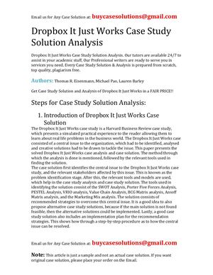 Dropbox It Just Works Case Study Solution Analysis