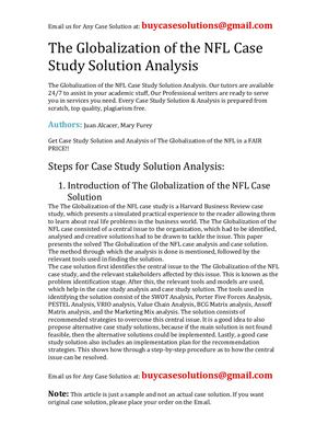 Calaméo - The Globalization Of The NFL Case Study Solution Analysis