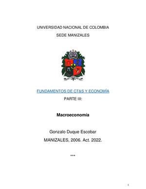 Macroeconomía 2022. U.N. de Colombia