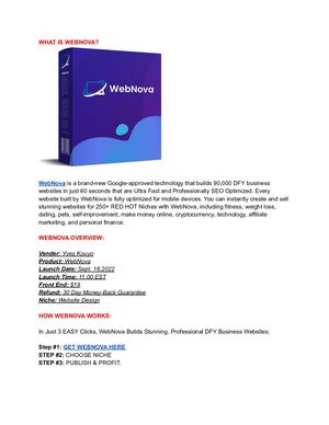 Web Nova Dfy Business Websites In Red Hot Niches In Just 60 Sec