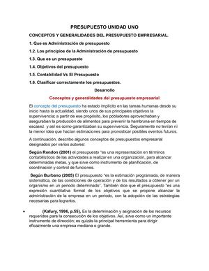 Presupuesto Unidad Uno