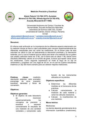 Informe # 1 Medición Presición Y Exactitud