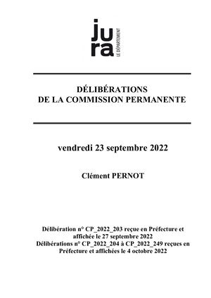 Commission permanente - 23 septembre 2022