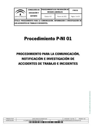 Procedimiento sobre accidentes de trabajo