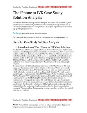 The iPhone At IVK Case Study Solution Analysis
