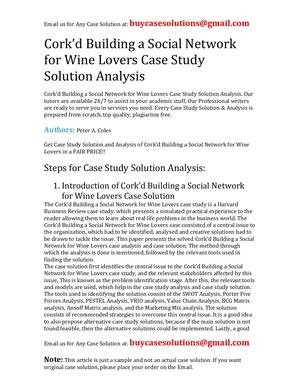 Cork'd Building A Social Network For Wine Lovers Case Study Solution Analysis
