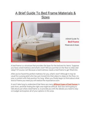 A Brief Guide To Bed Frame Materials