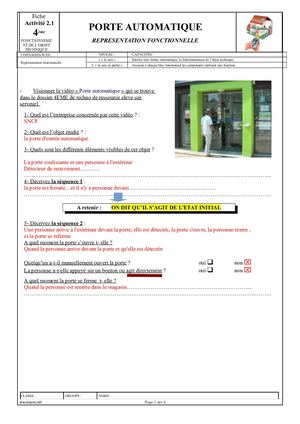 Tp Porte Automatique Correction