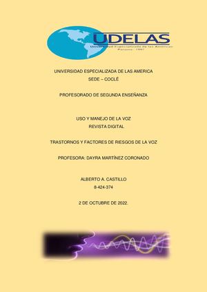 Trastornos Y Factores De Riezgo De La Voz