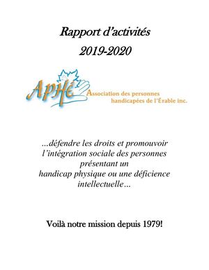APHÉ - Rapport d'activités 2019-2020