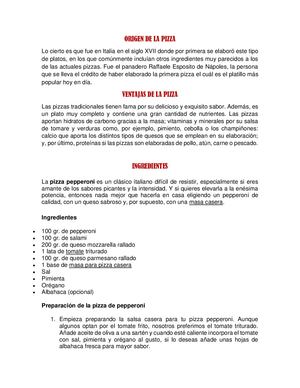 Proceso De Elaboración De Pizza De Peperoni