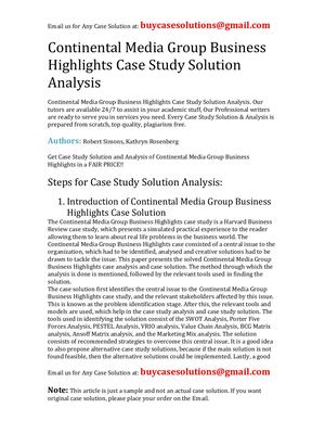 Continental Media Group Business Highlights Case Study Solution Analysis