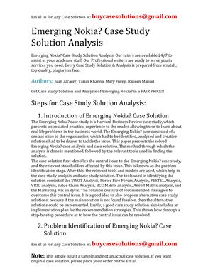 Emerging Nokia? Case Study Solution Analysis